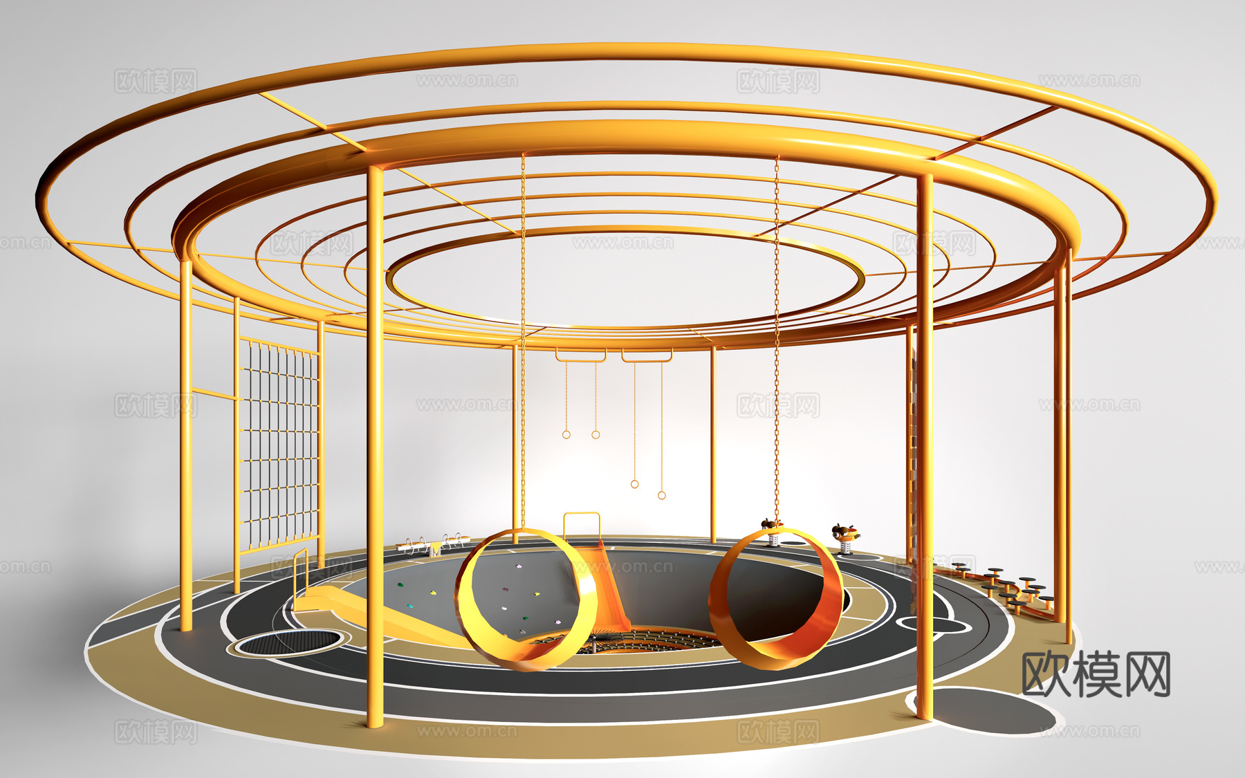 现代儿童游乐场 儿童健身器材 儿童游乐设施su模型