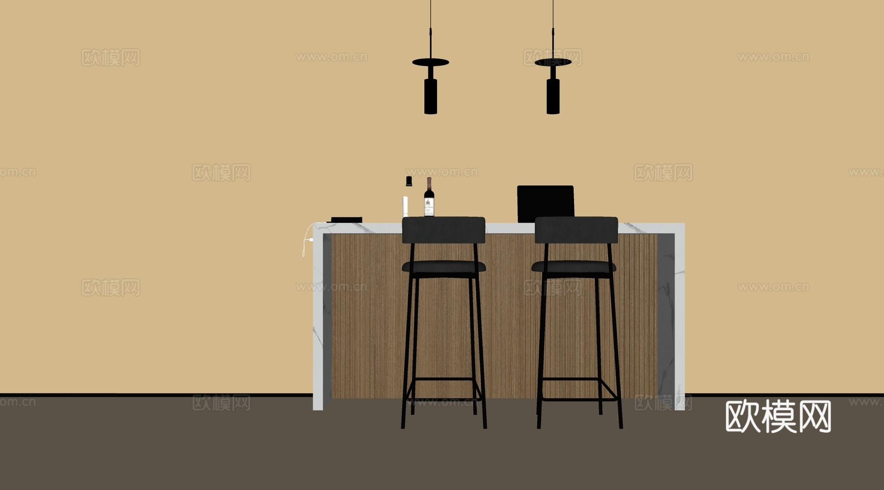 现代吧台 现代吧台 吧椅su模型