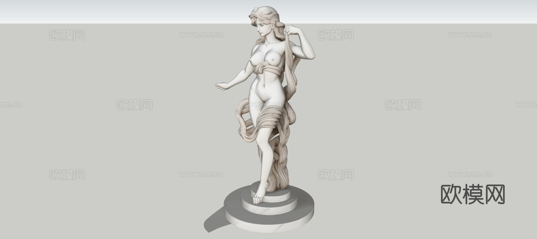 现代女人雕塑摆件su模型