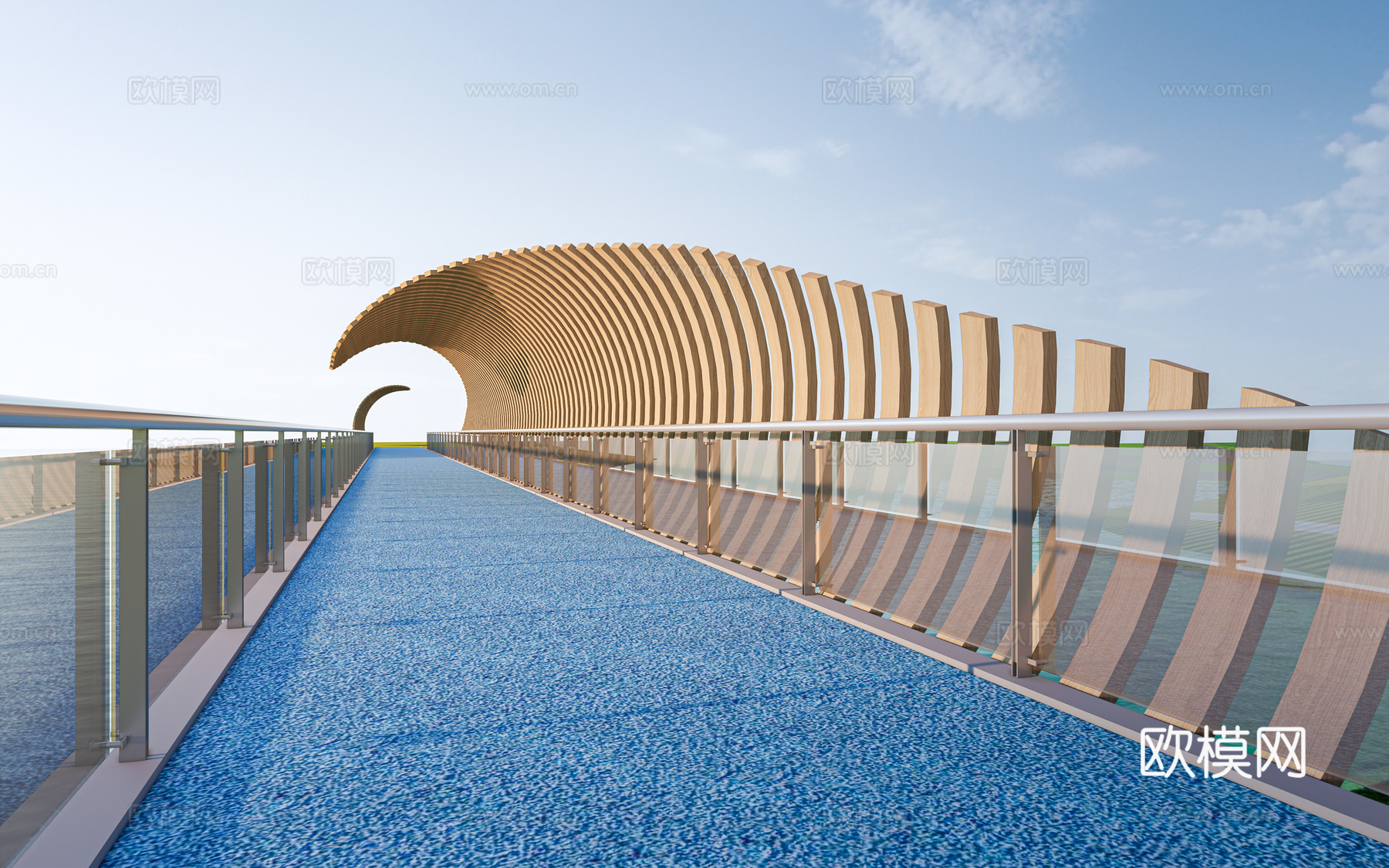 现代景观桥 公园桥 异形桥su模型