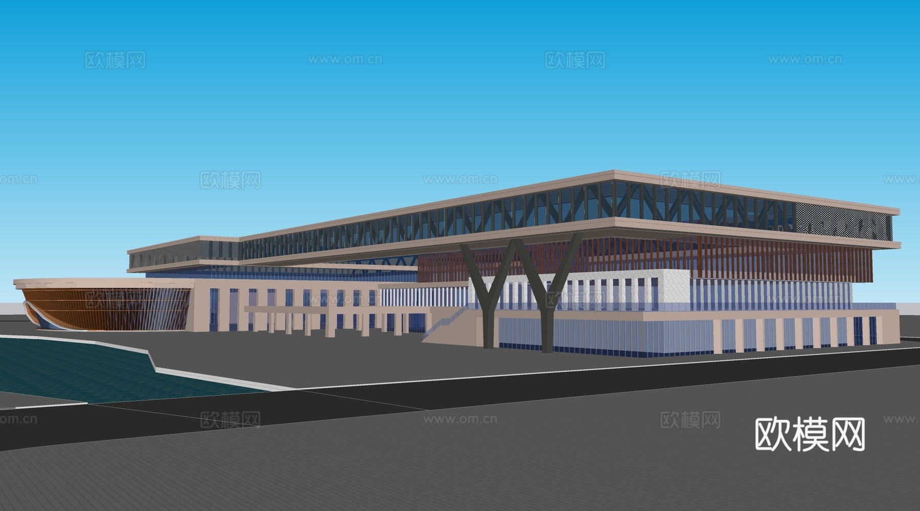 现代简约学校建筑 大学生活动中心 会堂su模型