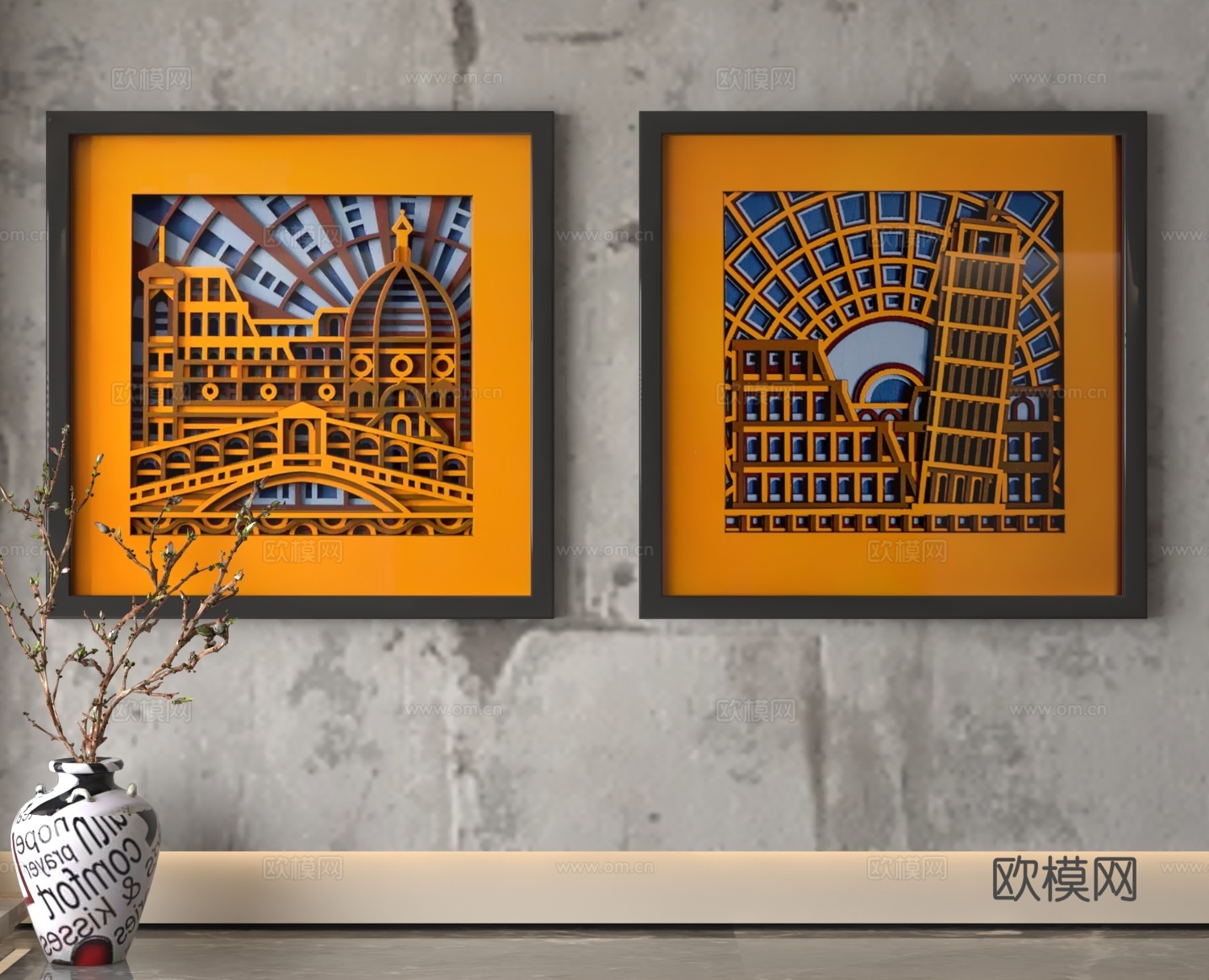 现代挂画3d模型下载