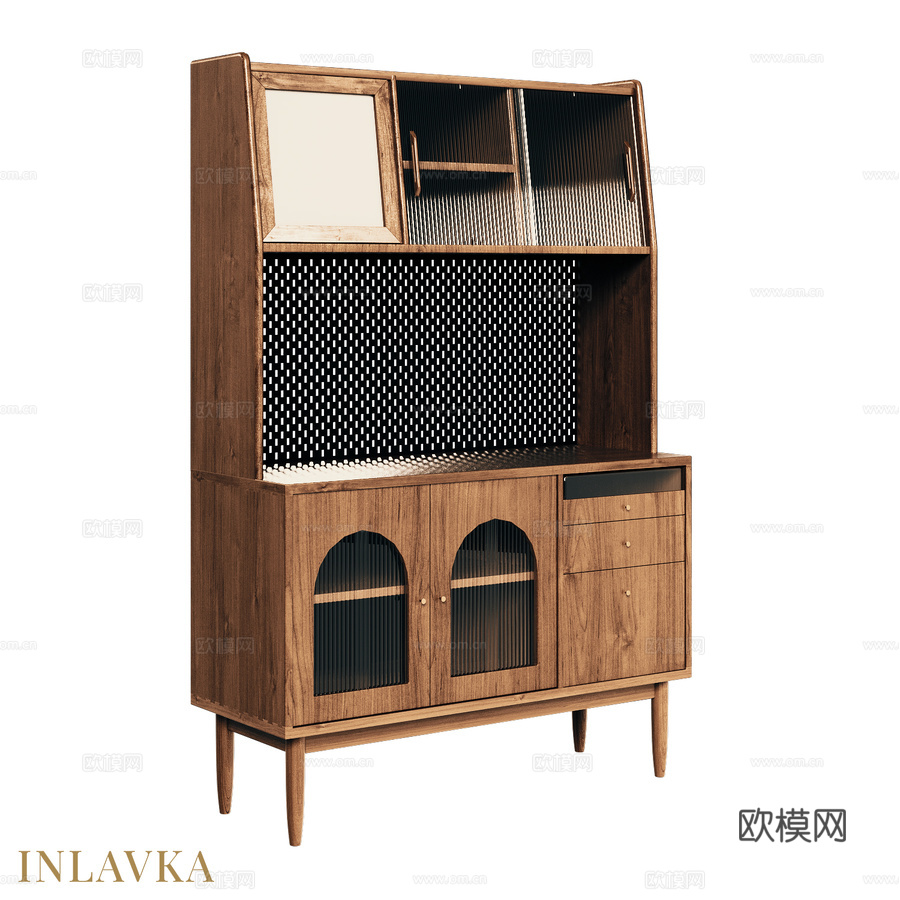 OM三抽屉储物柜配中世纪风格3d模型下载