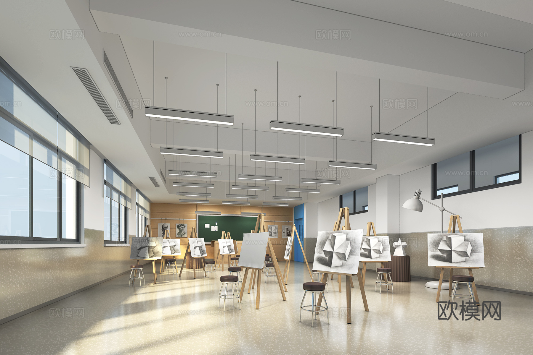 学校美术教室3d模型下载（渲染图1）