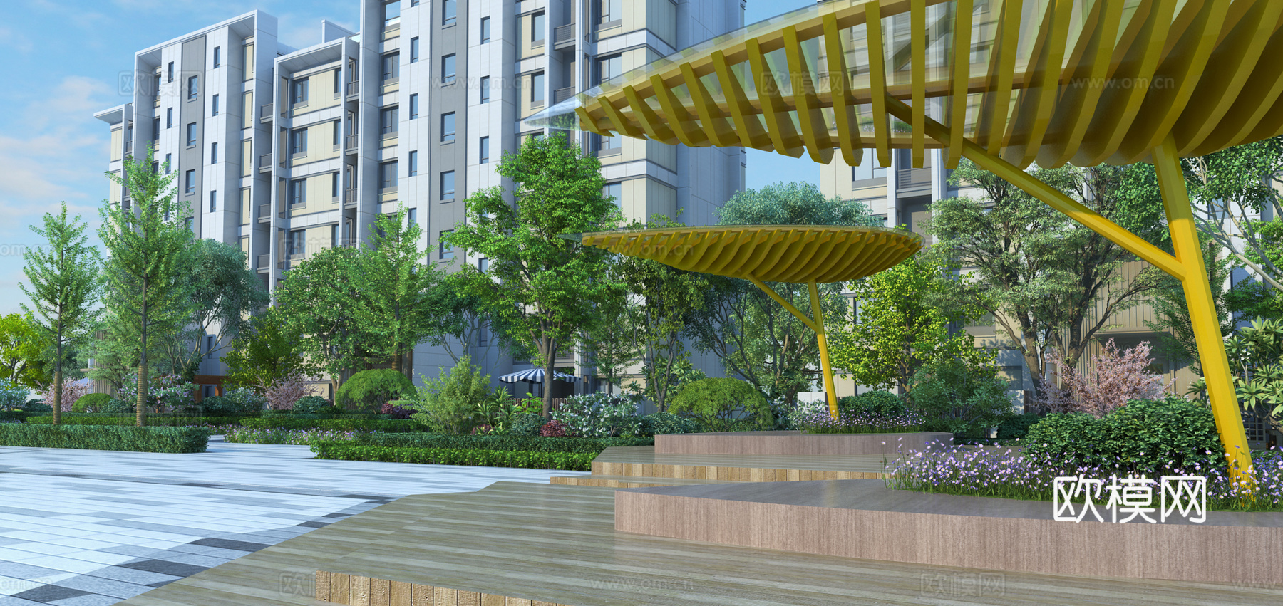 现代园林景观3d模型下载