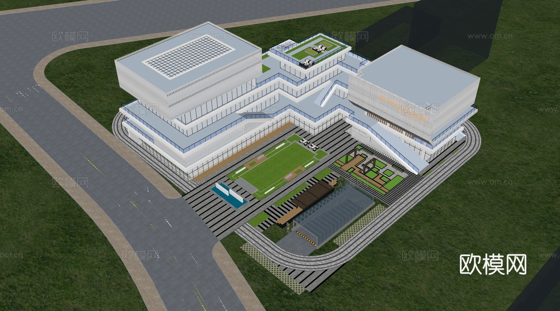 现代文化馆 文化中心 政务中心建筑 社区中心建筑现代文化馆su模型