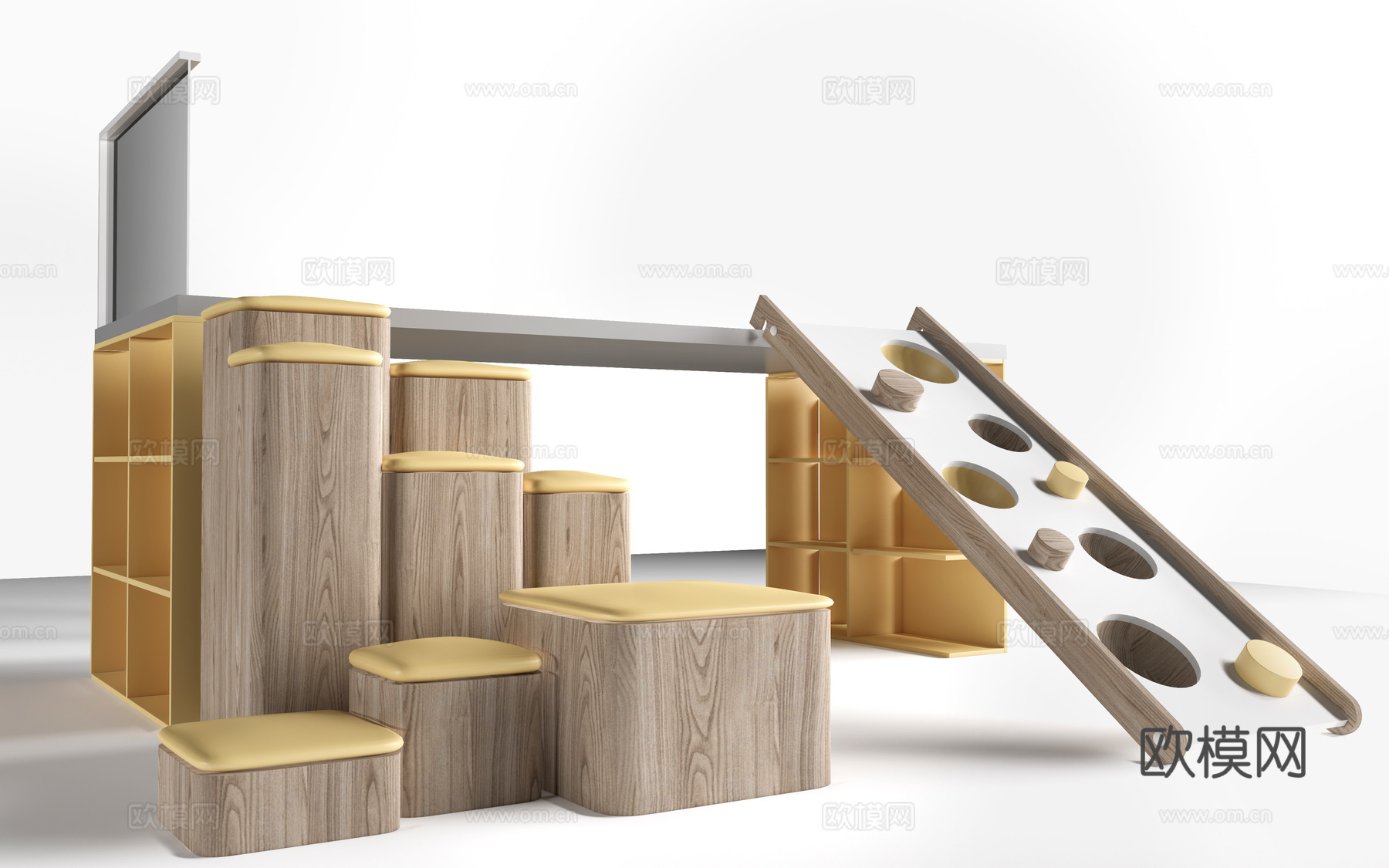 现代儿童游乐设施 儿童攀爬架 儿童游乐器材su模型