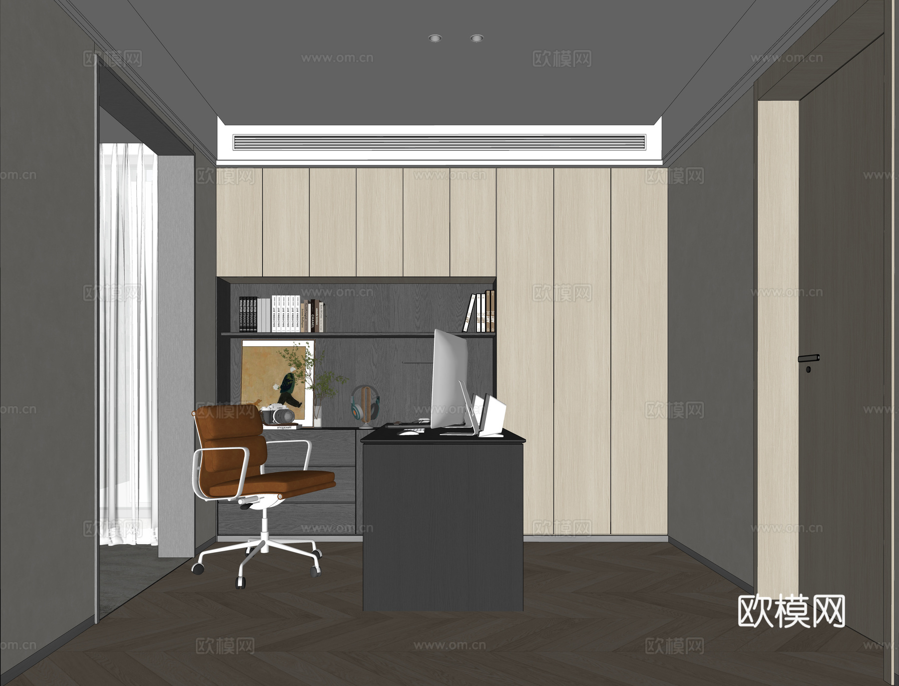 现代风格 书房su模型