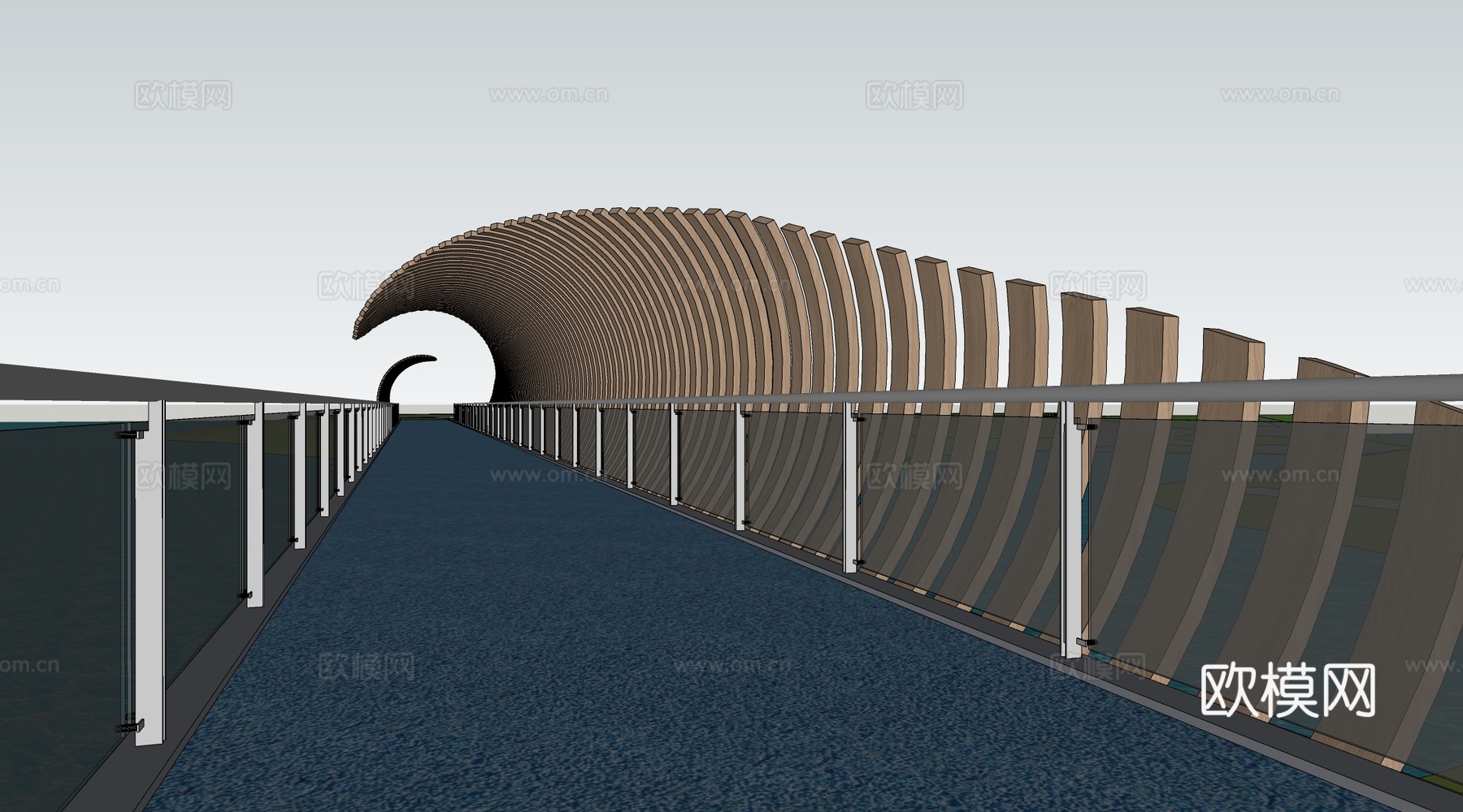 现代景观桥 公园桥 异形桥su模型