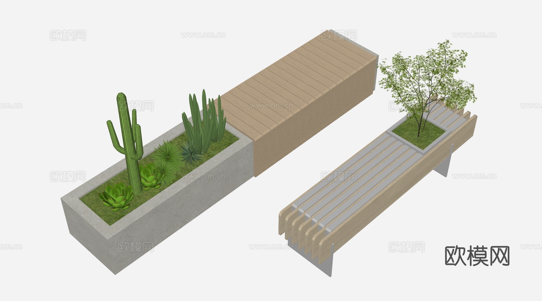 现代景观长椅 户外座椅 景观座椅su模型