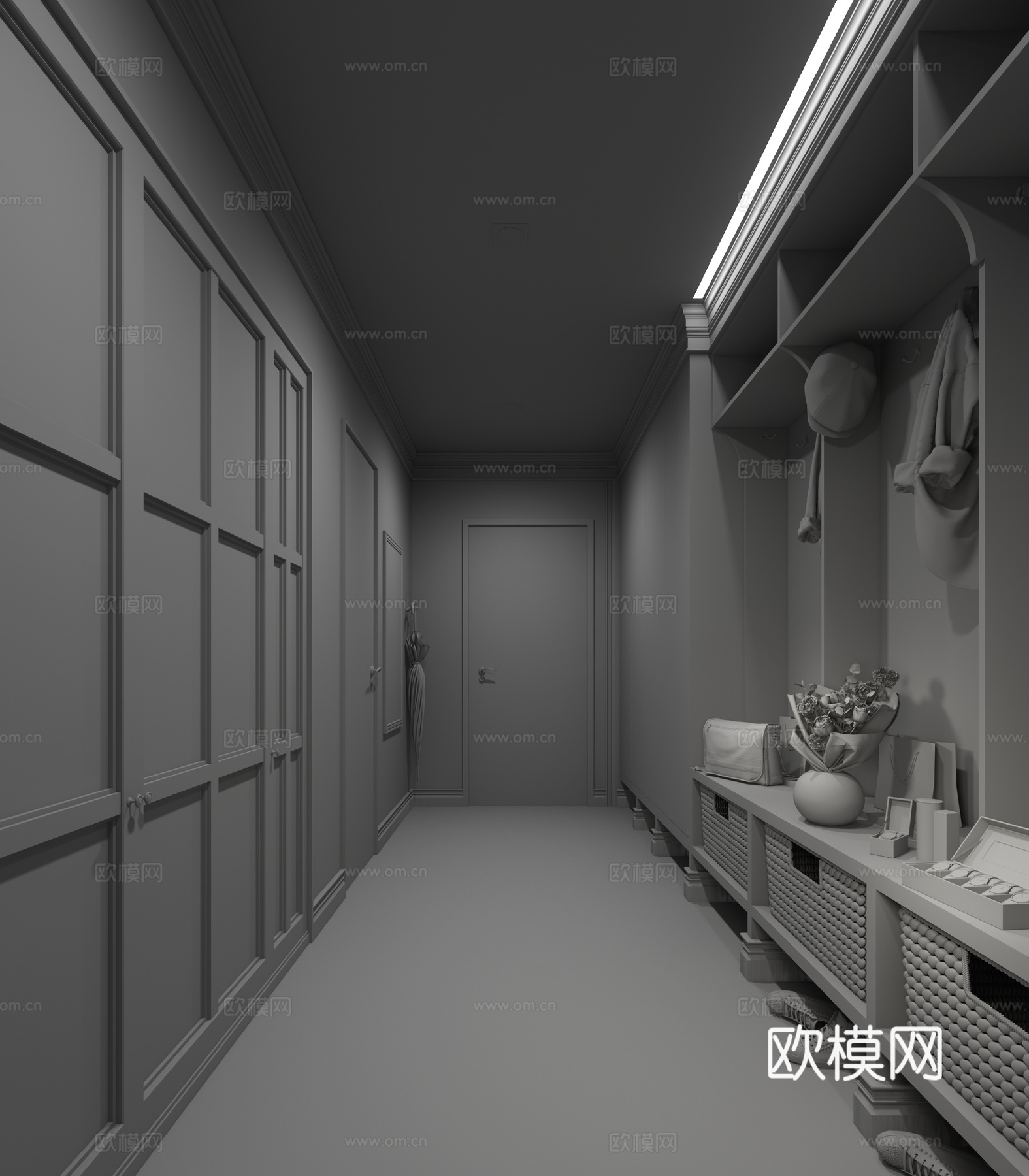 北欧风格走道3d模型下载（渲染图2）