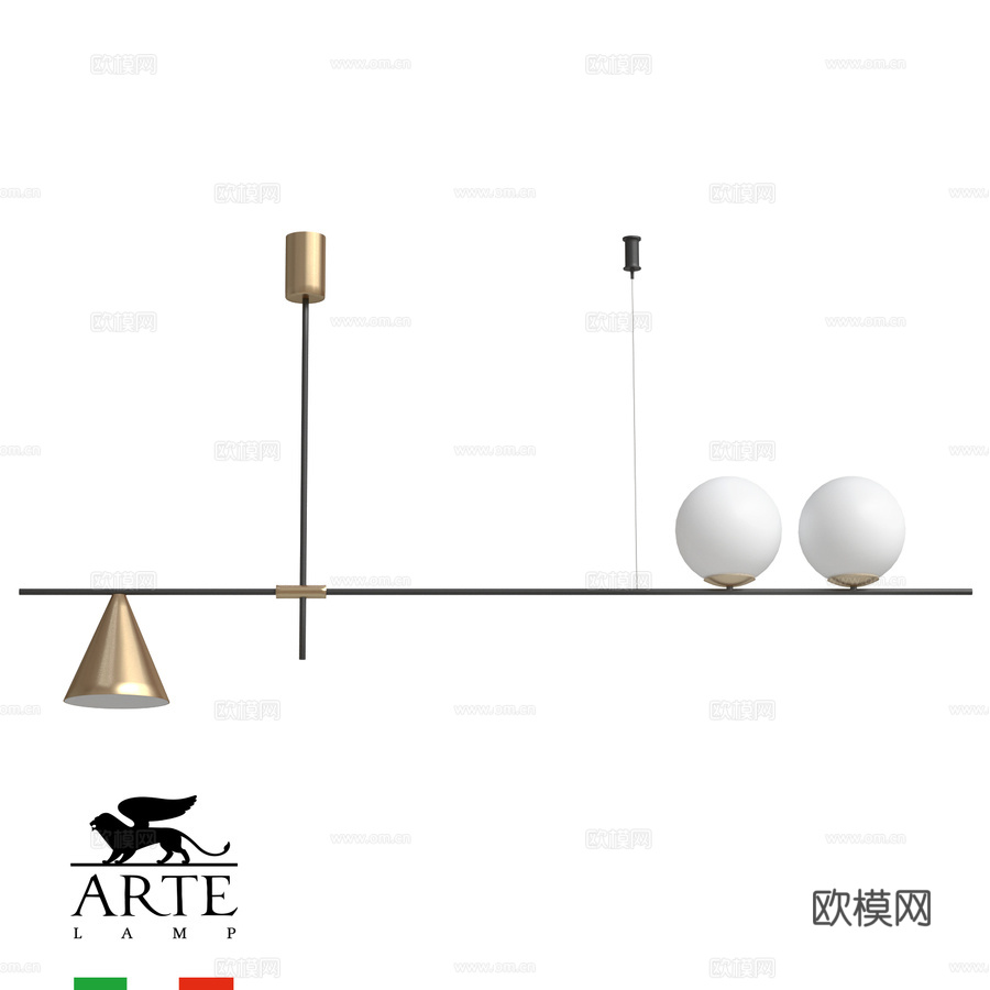 ARTE灯具OM A7029PL-3BK3d模型下载
