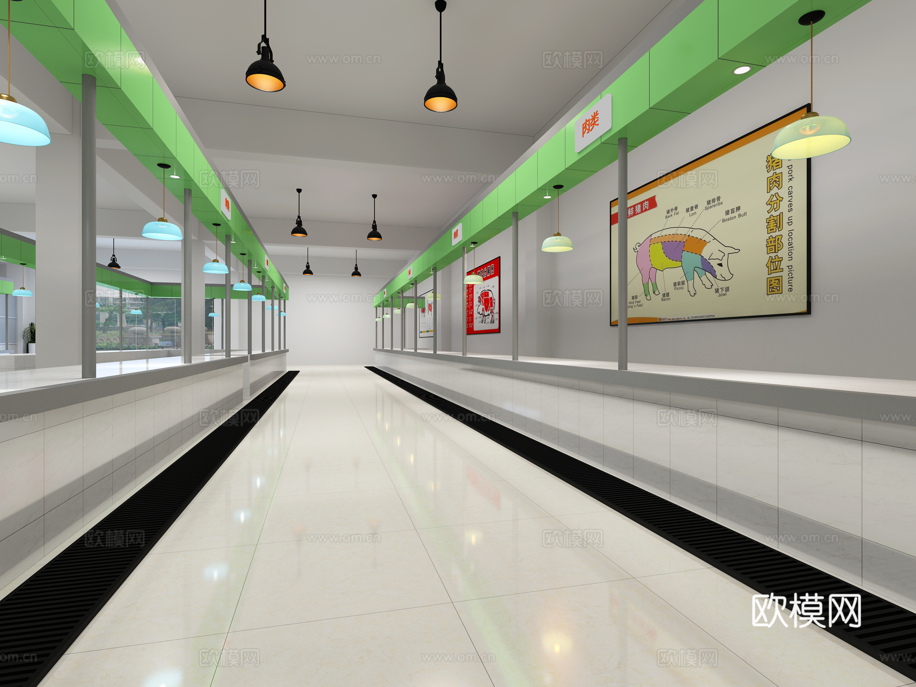 现代菜市场 菜摊3d模型下载（渲染图3）