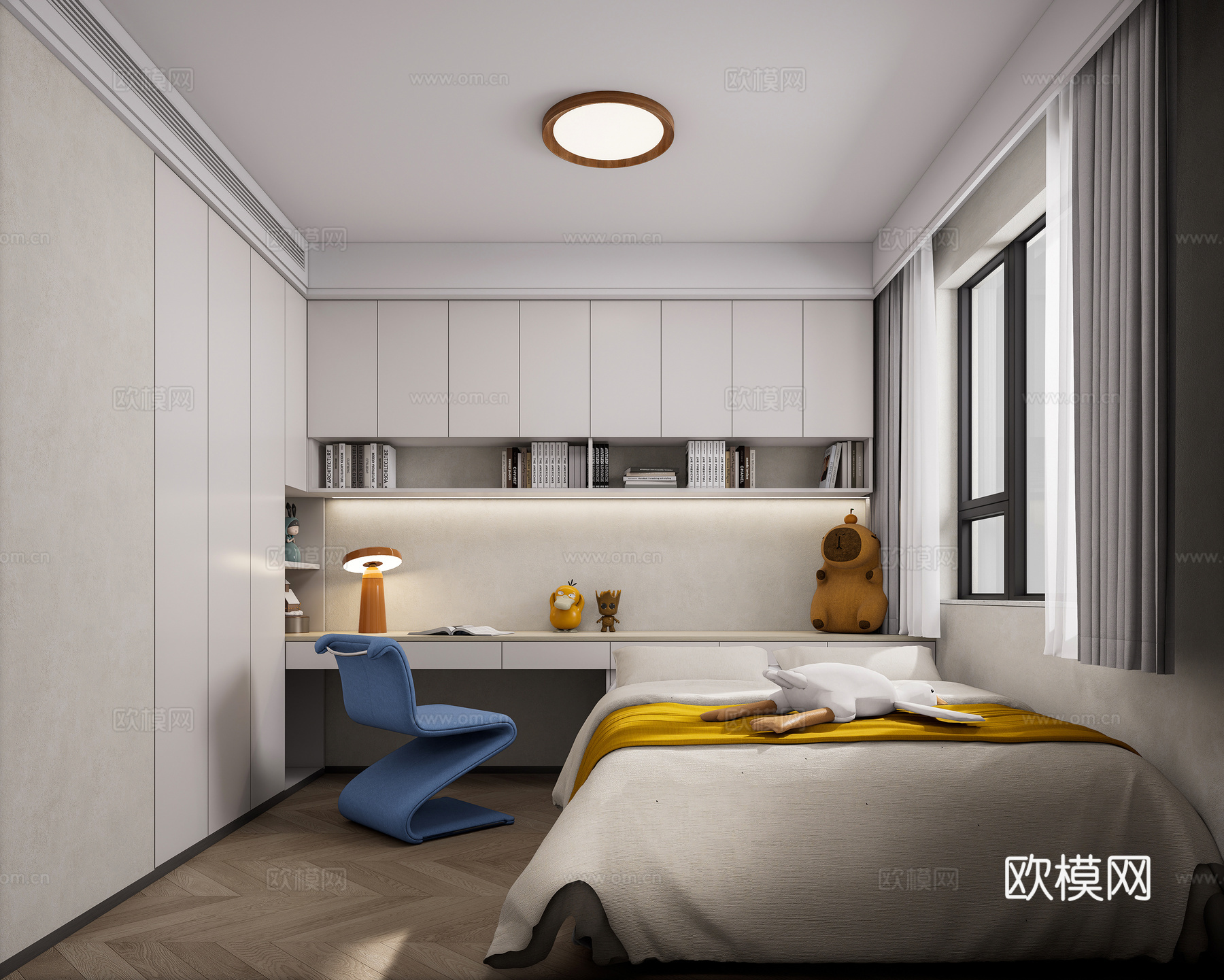 现代风格 卧室 男孩房 儿童房su模型