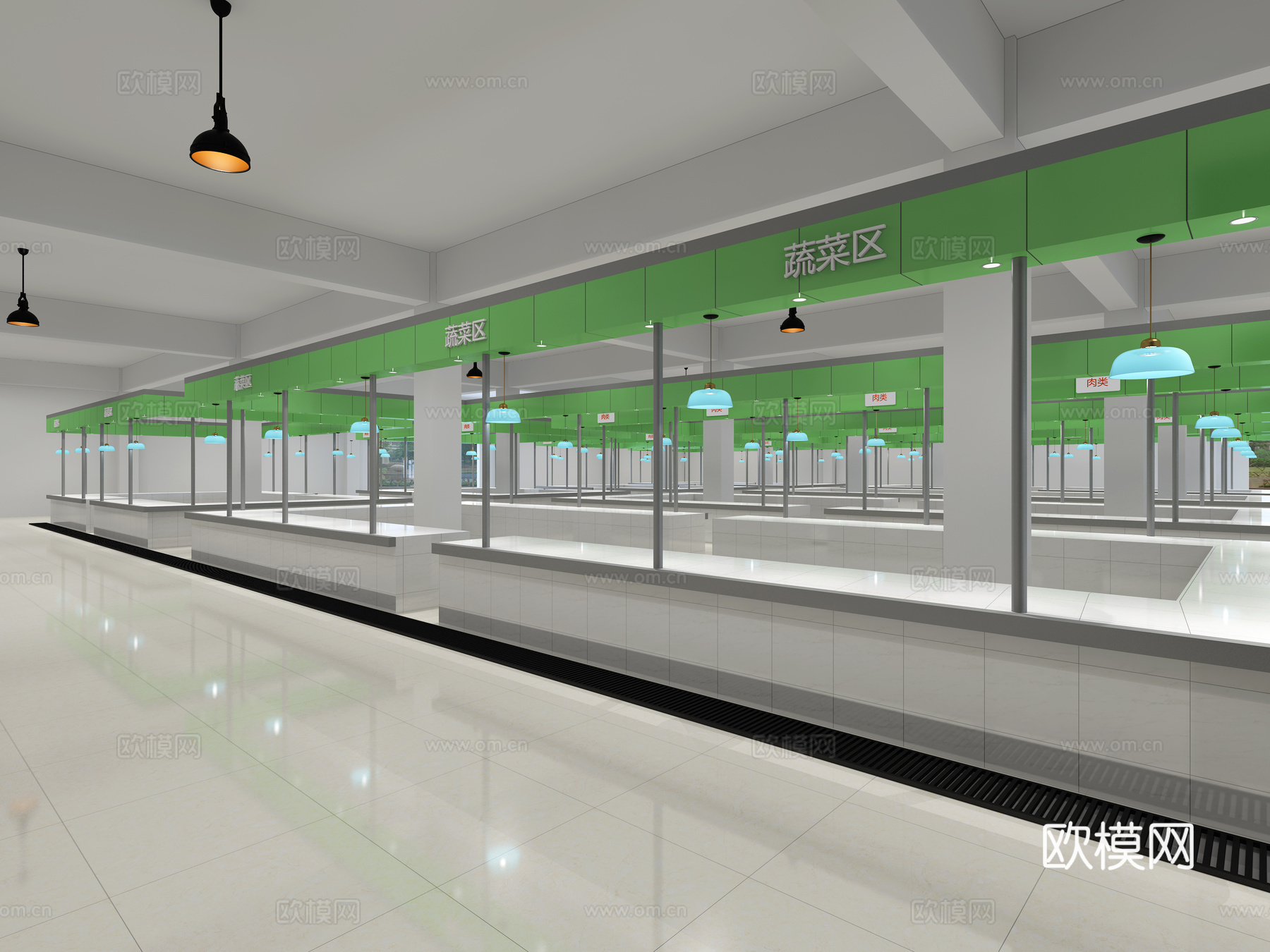 现代菜市场 菜摊3d模型下载（渲染图1）