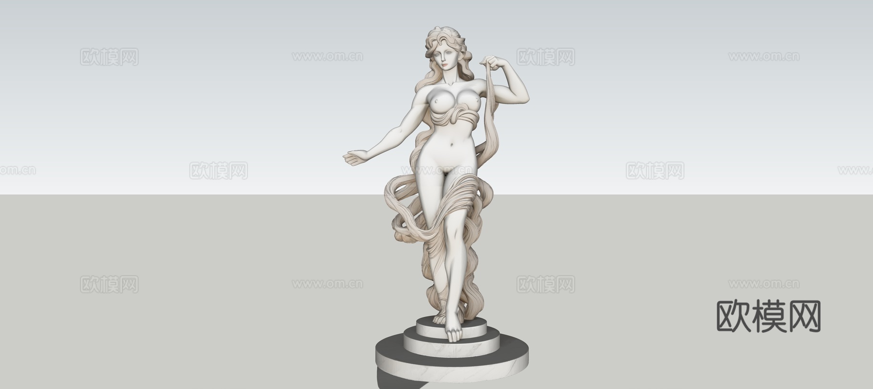 现代女人雕塑摆件su模型
