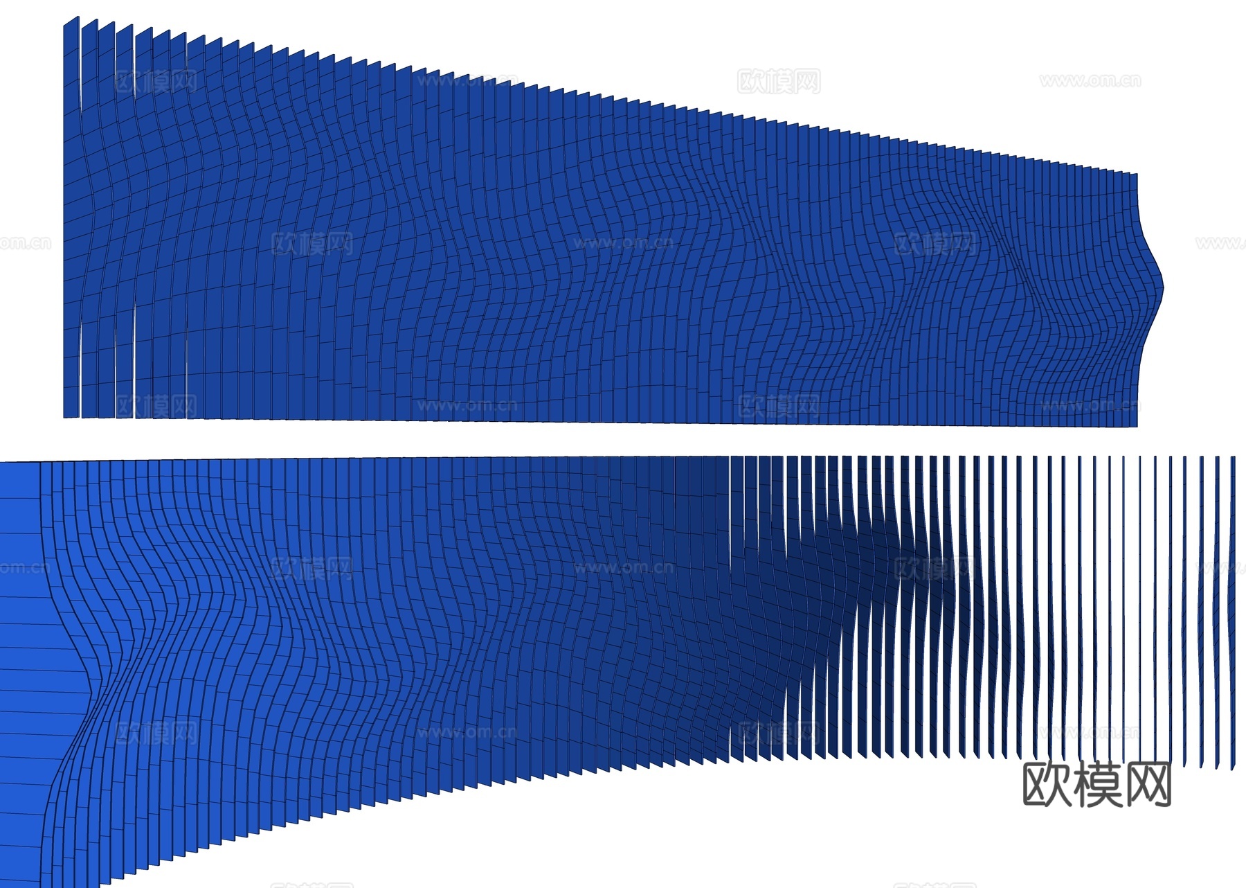 弧形格栅围墙 格栅围墙 异形围墙 现代金属围墙 波浪格栅 格su模型