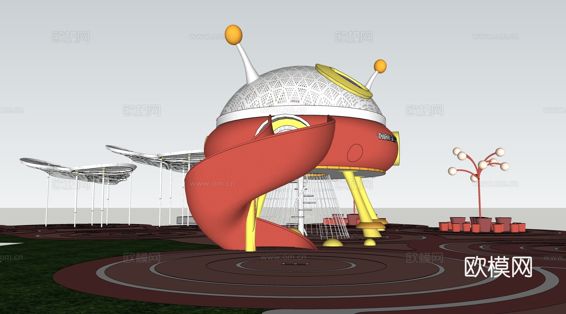 现代儿童游乐器材 儿童滑梯 儿童设施su模型