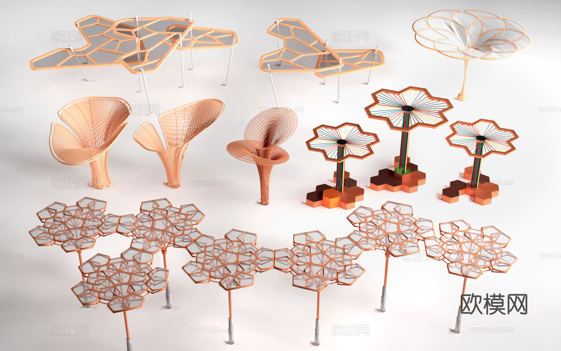 现代景观廊架 景观构筑物 景观小品su模型