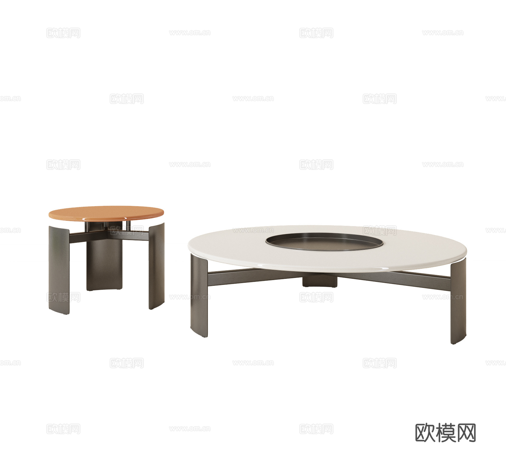 现代茶几组合 圆几 茶几 边几 角几su模型