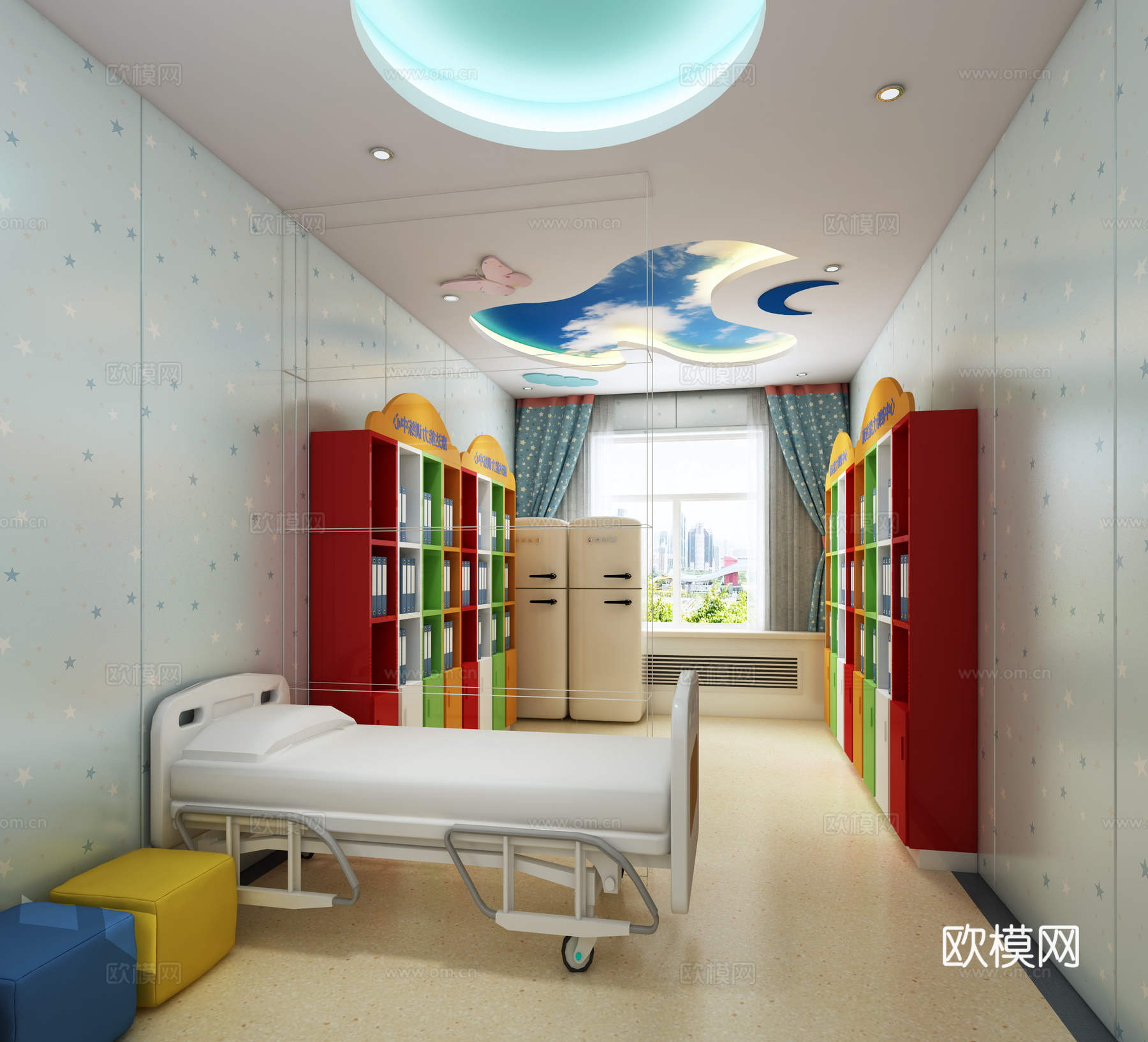 最新做的幼儿园走廊3d模型下载（渲染图2）