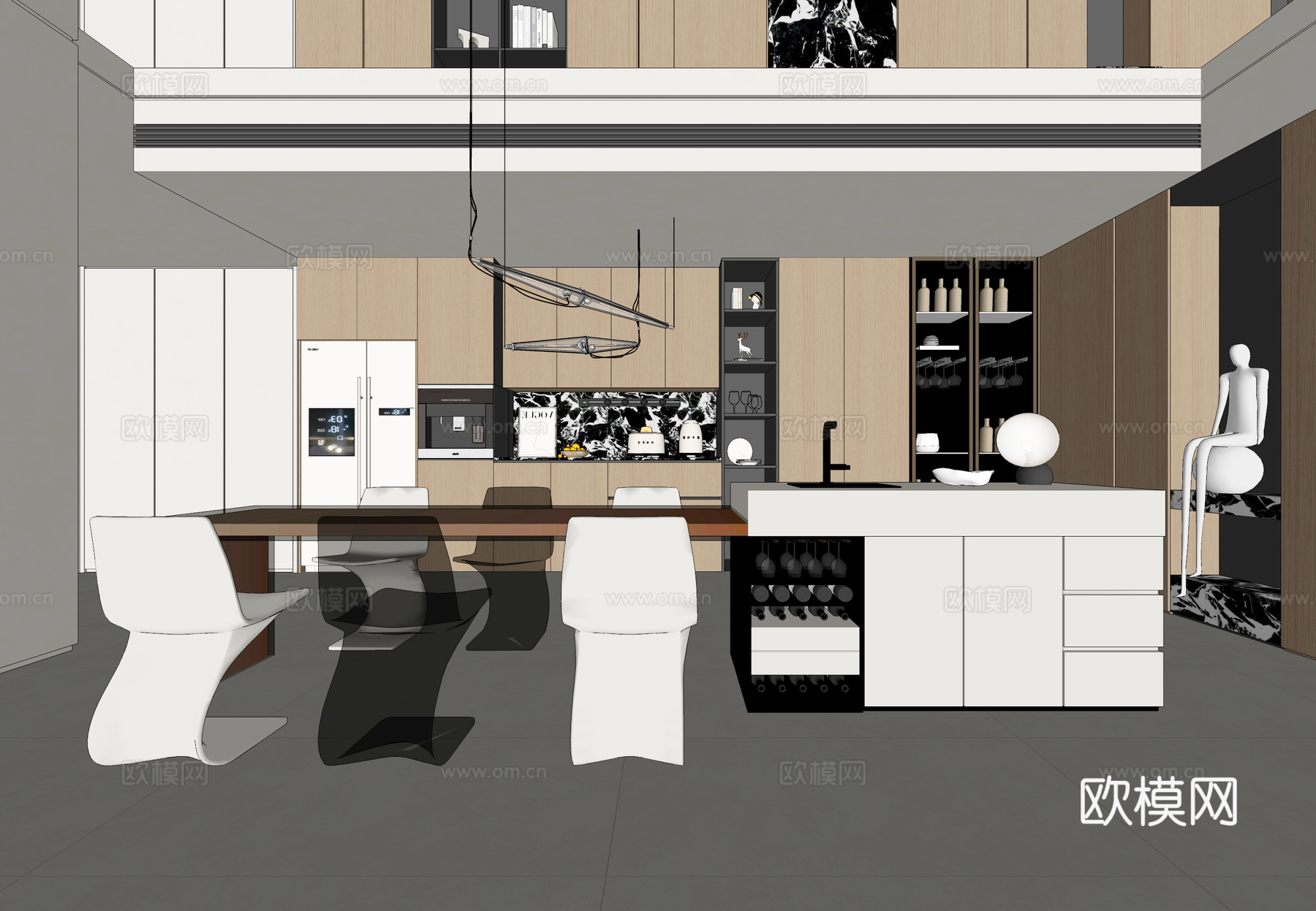 餐桌椅组合 餐厅su模型