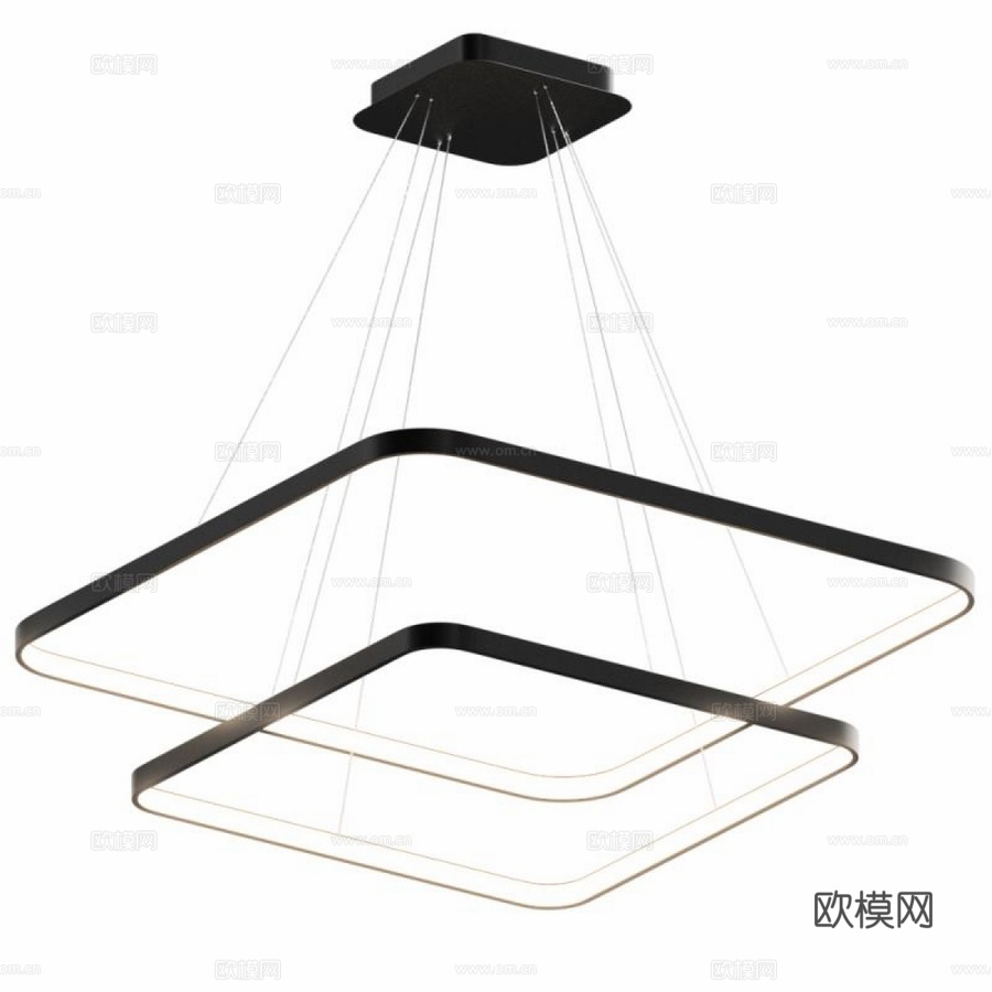 LED吊灯 Square Cascad 方形内向光3d模型下载