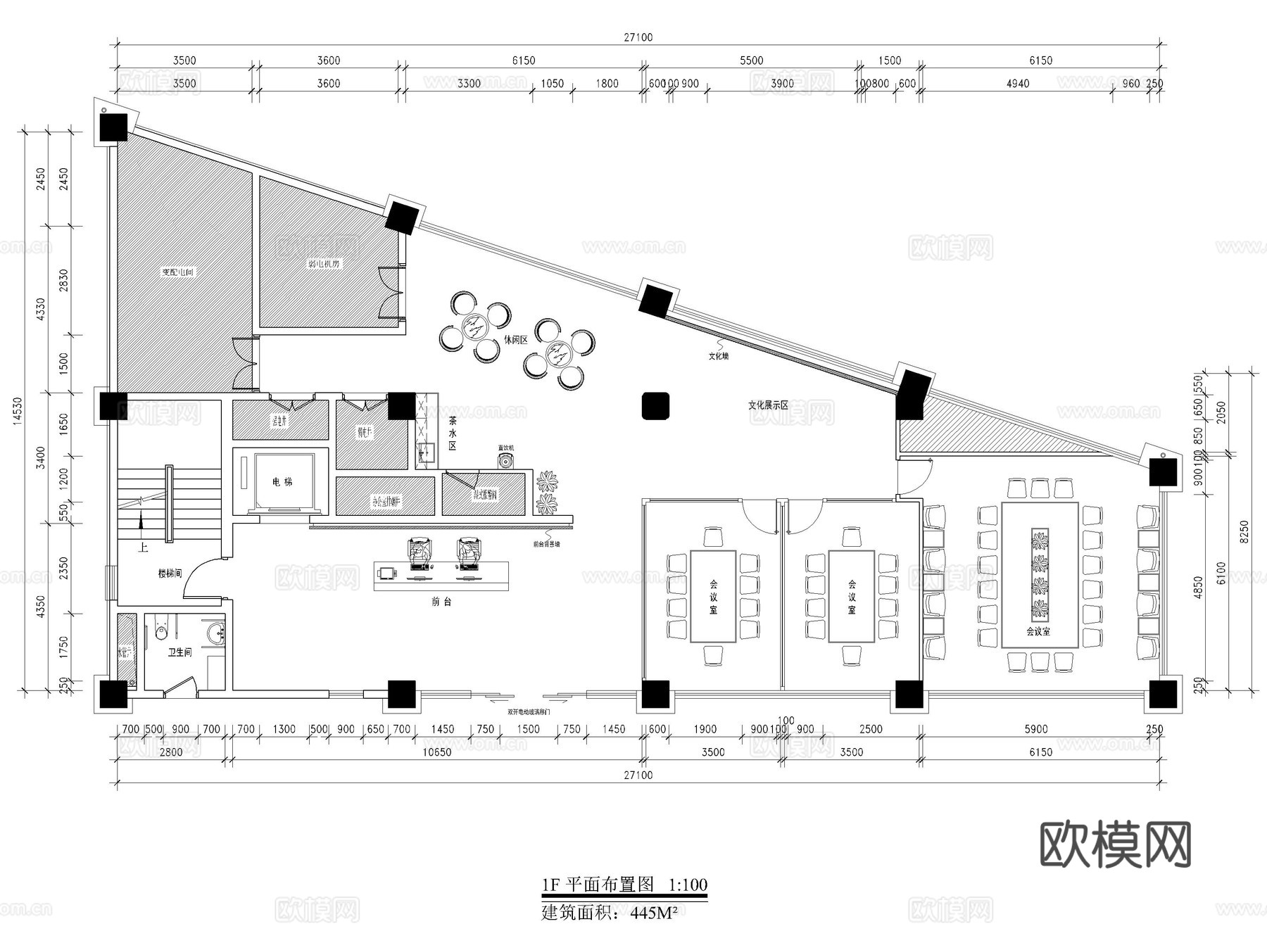 1000平 独栋 办公楼 办公空间 经理室 最新全套施工图cad施工图