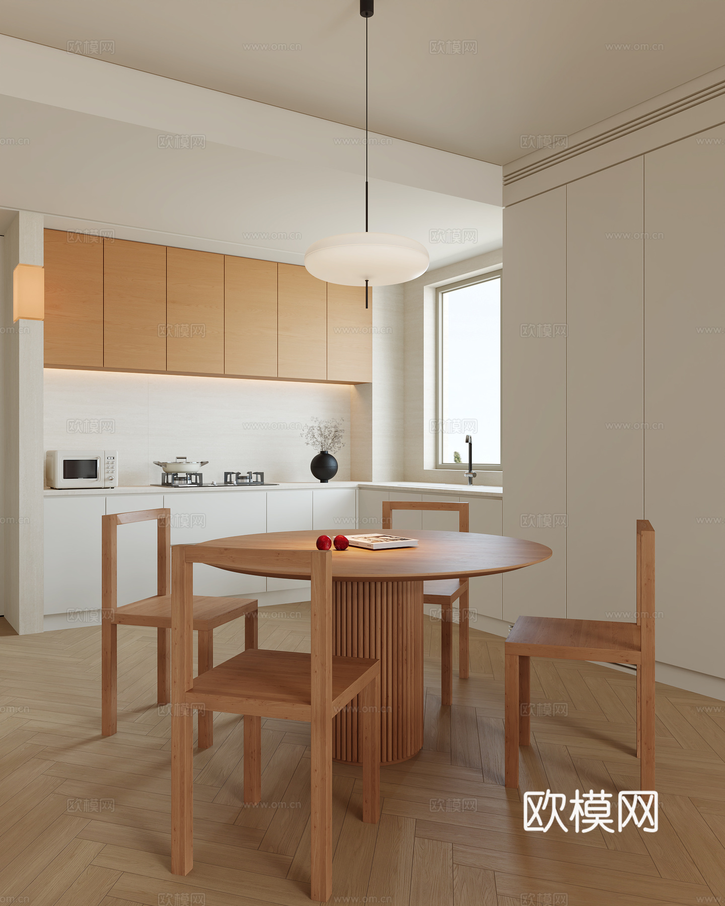 原木风客餐厅su模型