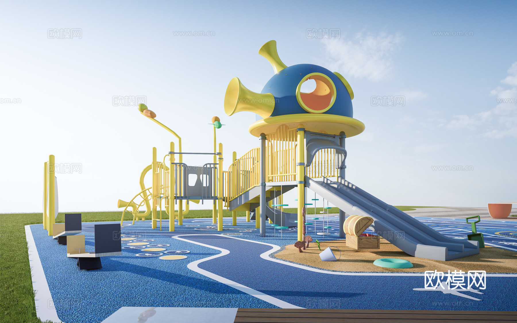 现代儿童游乐器材 儿童滑梯 儿童设施su模型
