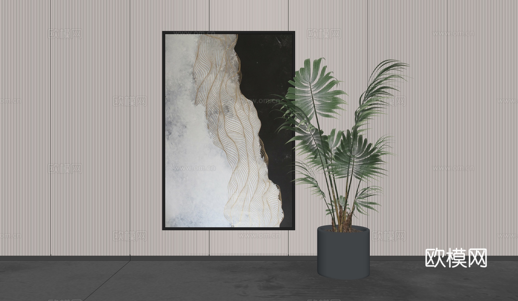 新中式装饰挂画su模型