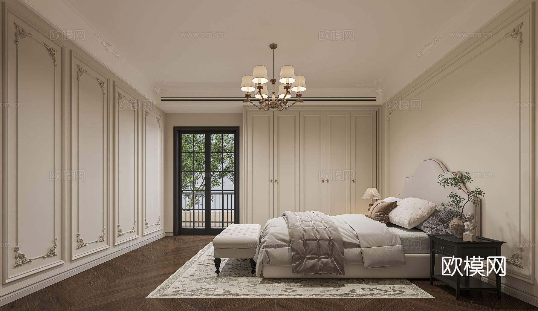 美式卧室3d模型下载