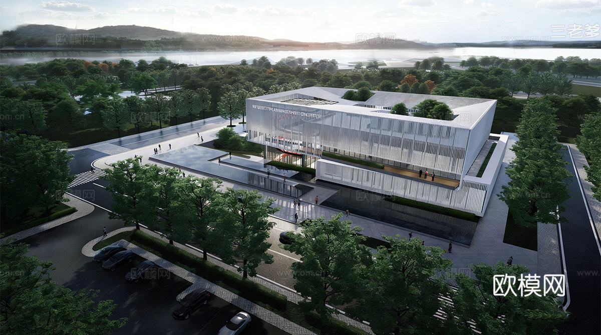 现代文化馆建筑 文化中心建筑 展览展示中心su模型