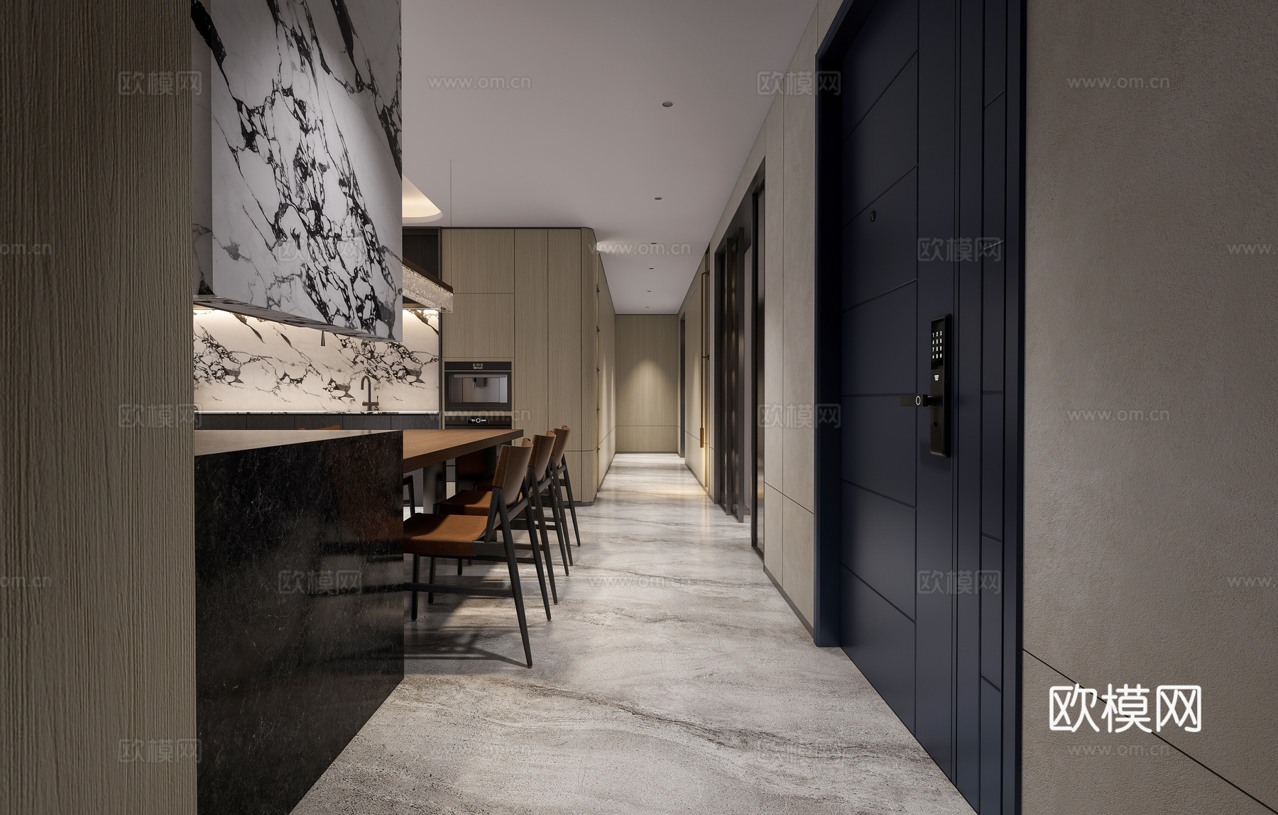 客餐厅 现代风格 客厅 餐厅su模型