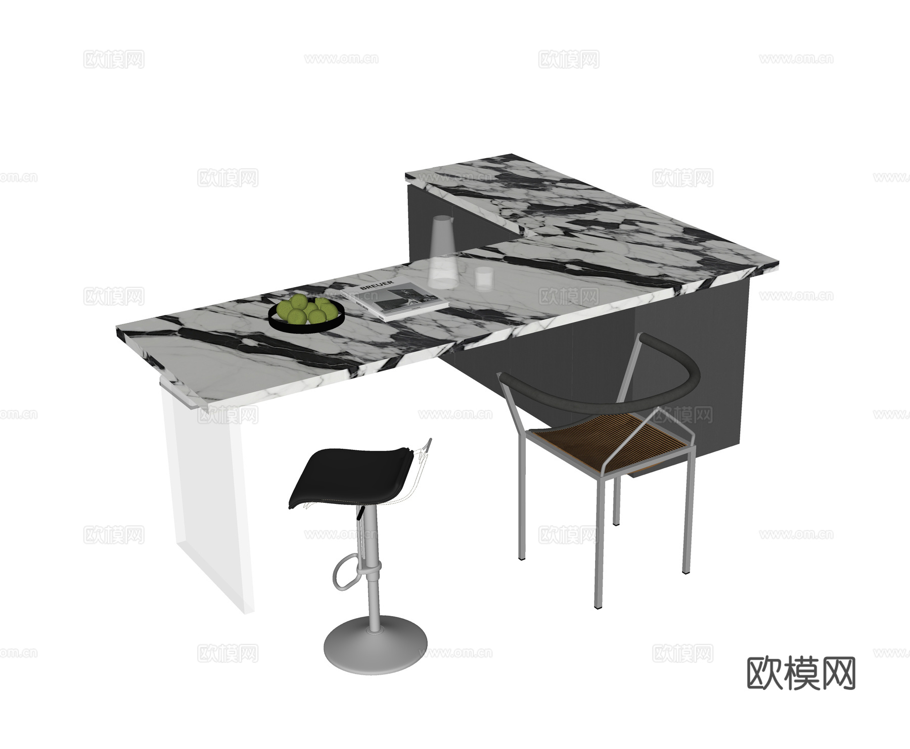 现代吧台吧椅su模型