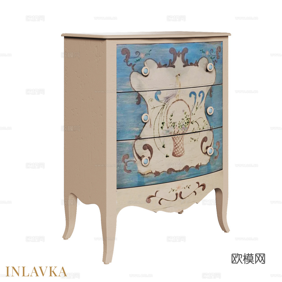 OM 带绘画装饰的小型抽屉柜3d模型下载