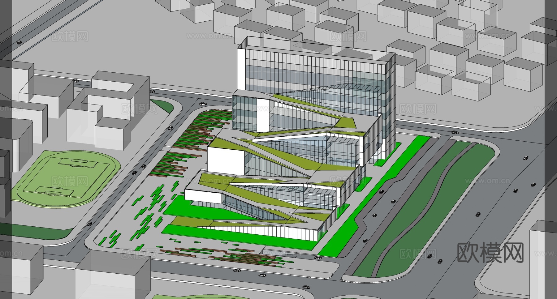 现代写字楼建筑 办公楼建筑 政务中心su模型