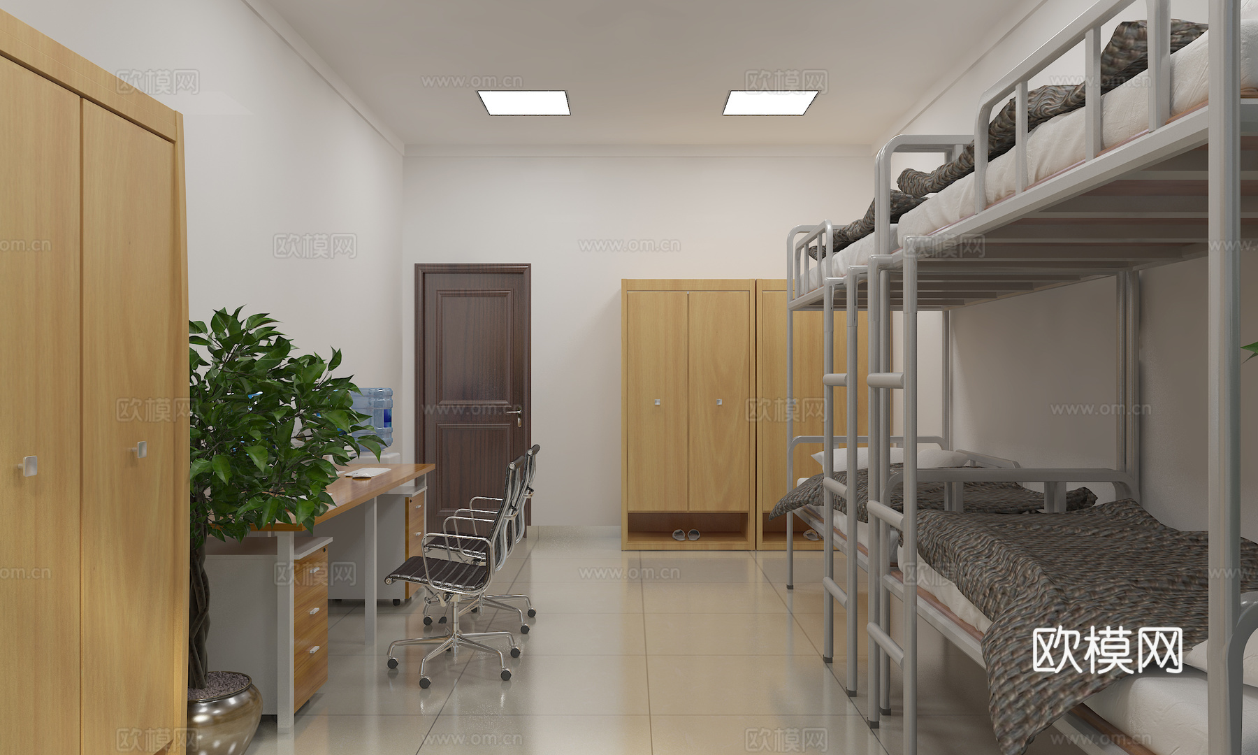 宿舍 员工宿舍 四人间 学生宿舍3d模型下载（渲染图1）