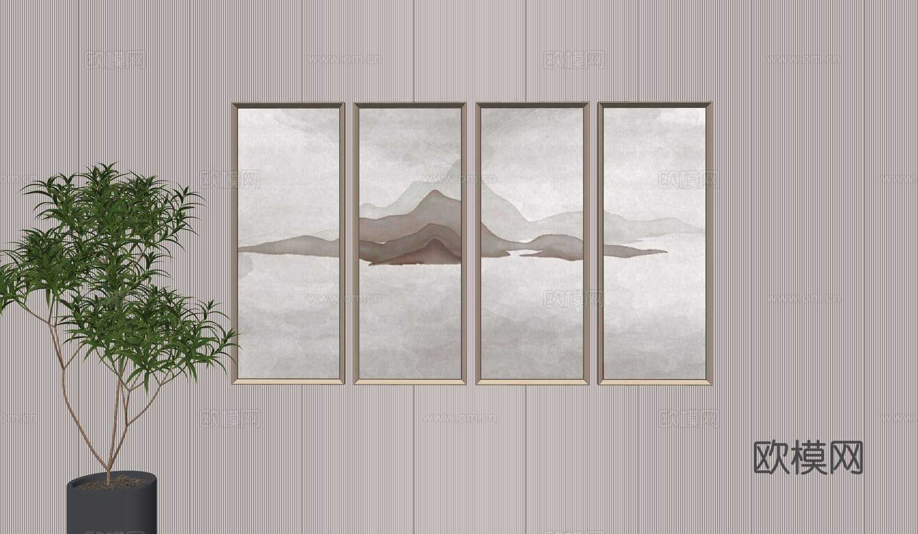 新中式装饰挂画su模型