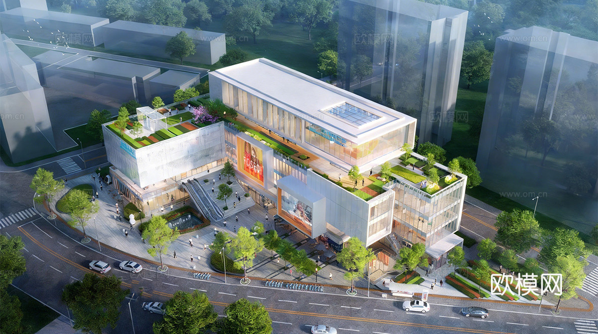 现代简约文化馆建筑 文化中心建筑 社区服务中心 邻里中心su模型