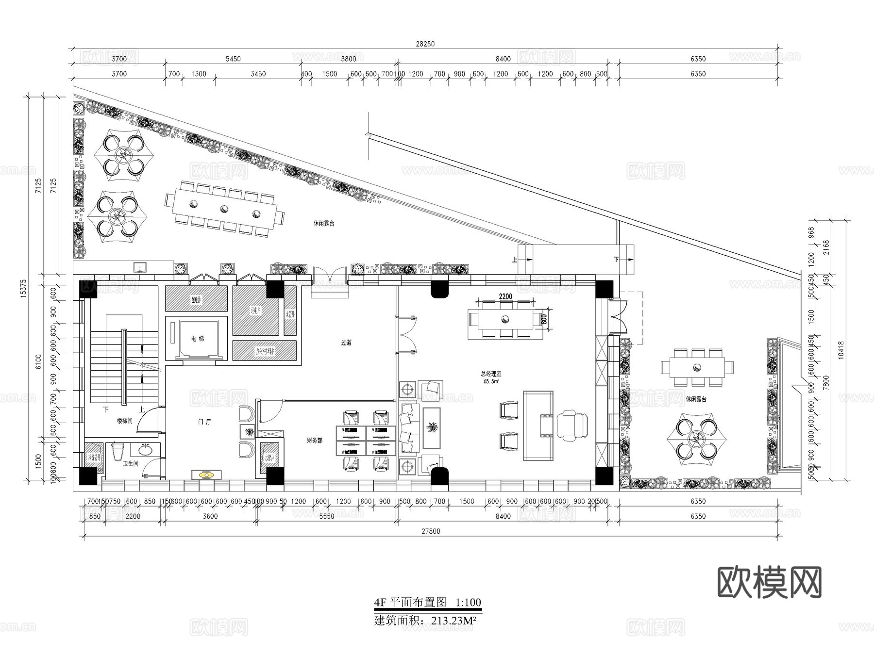 1000平 独栋 办公楼 办公空间 经理室 最新全套施工图cad施工图