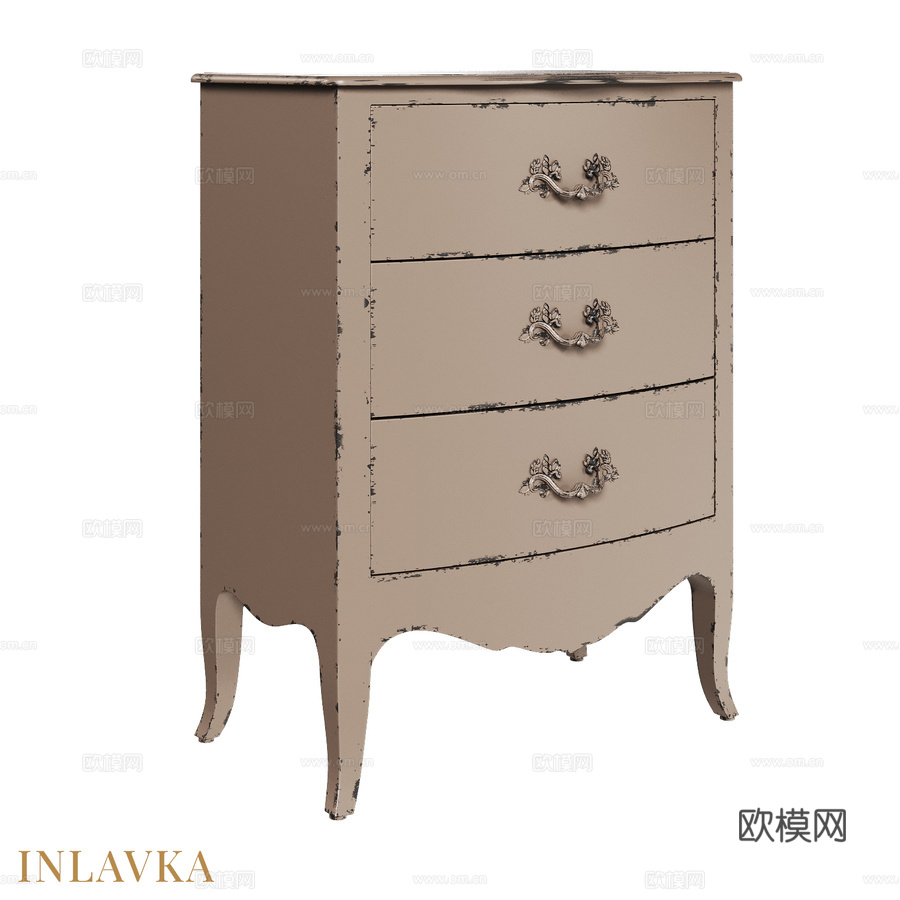 OM 小型抽屉柜， 光面，仿古风格3d模型