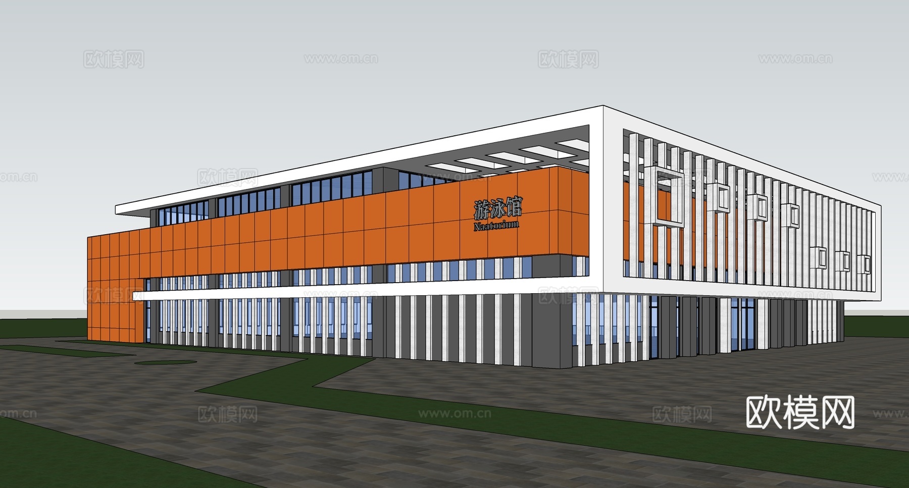 现代体育馆建筑 体育中心 体育文化中心su模型