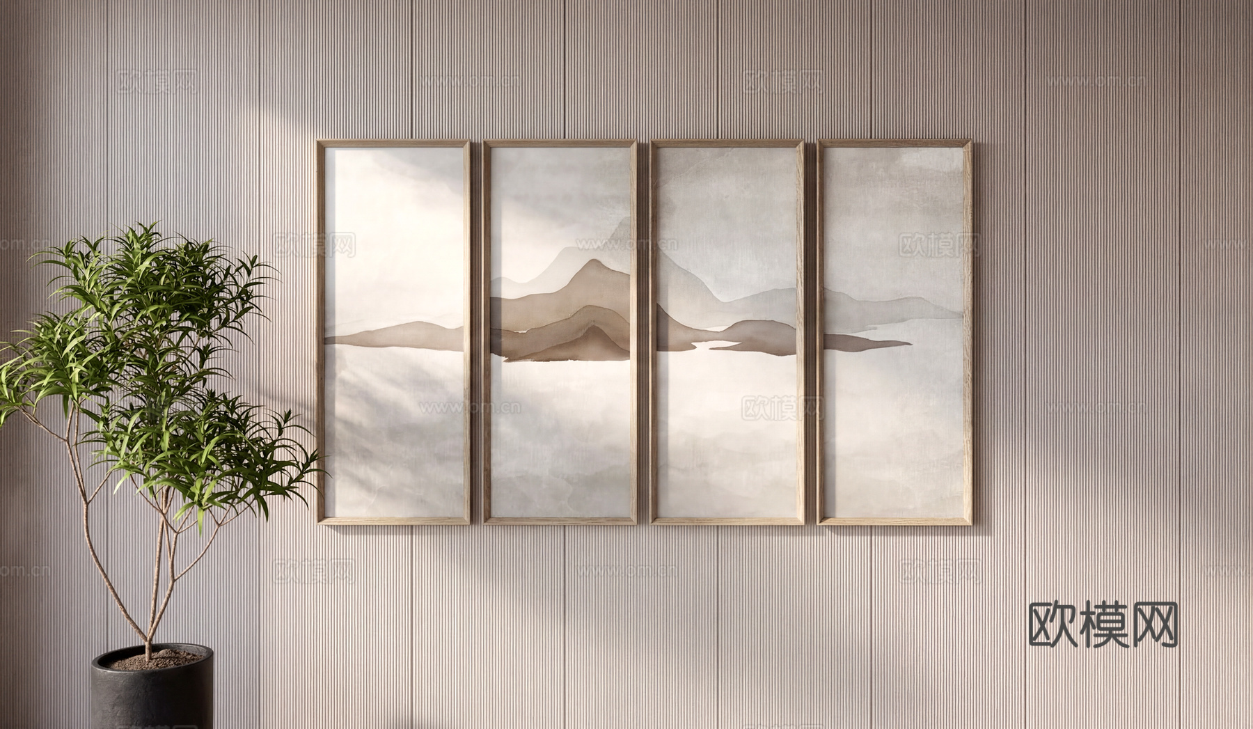 新中式装饰挂画su模型