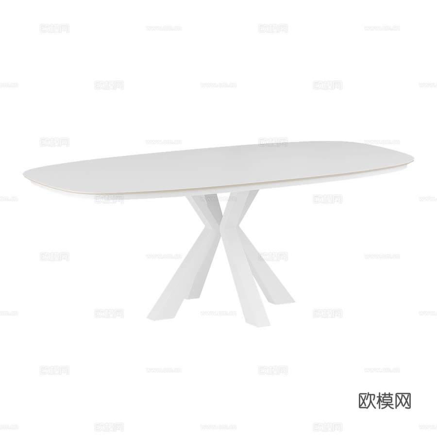 OM 玻璃风格餐桌 853 椭圆形 2000x10003d模型