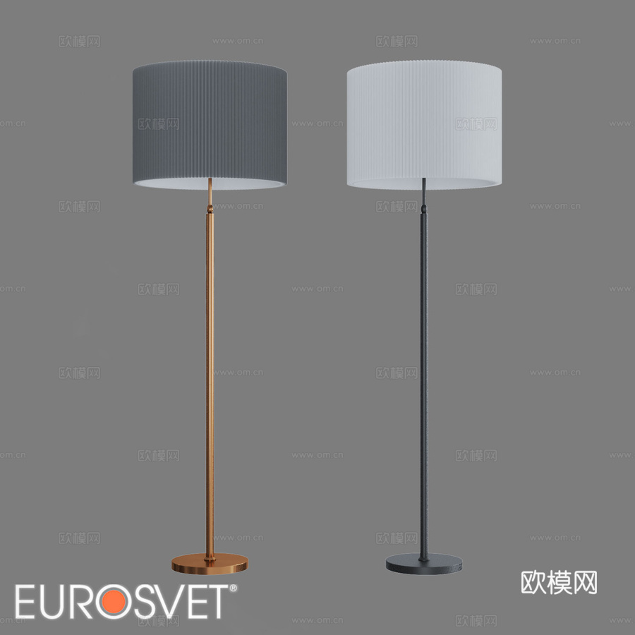 带织物灯罩的OM落地灯Eurosvet 011633d模型下载