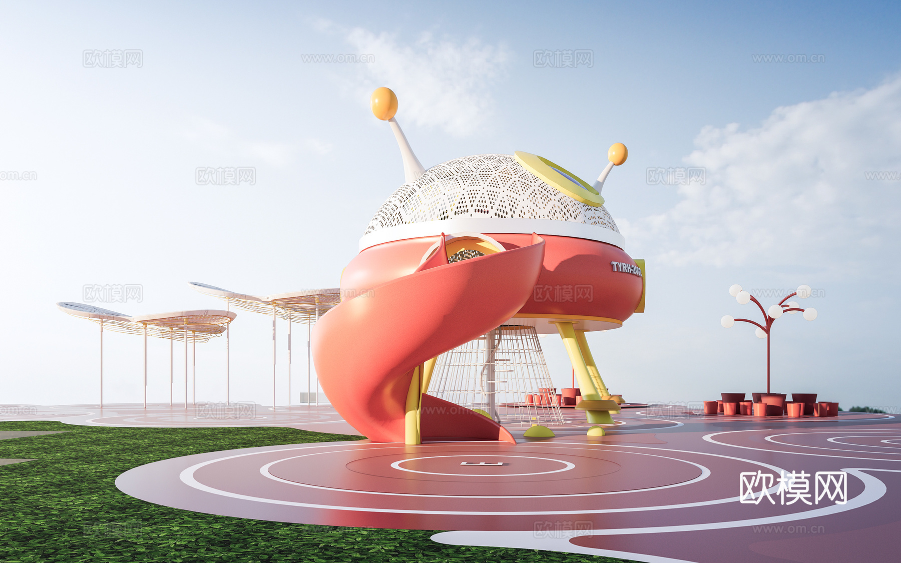 现代儿童游乐器材 儿童滑梯 儿童设施su模型