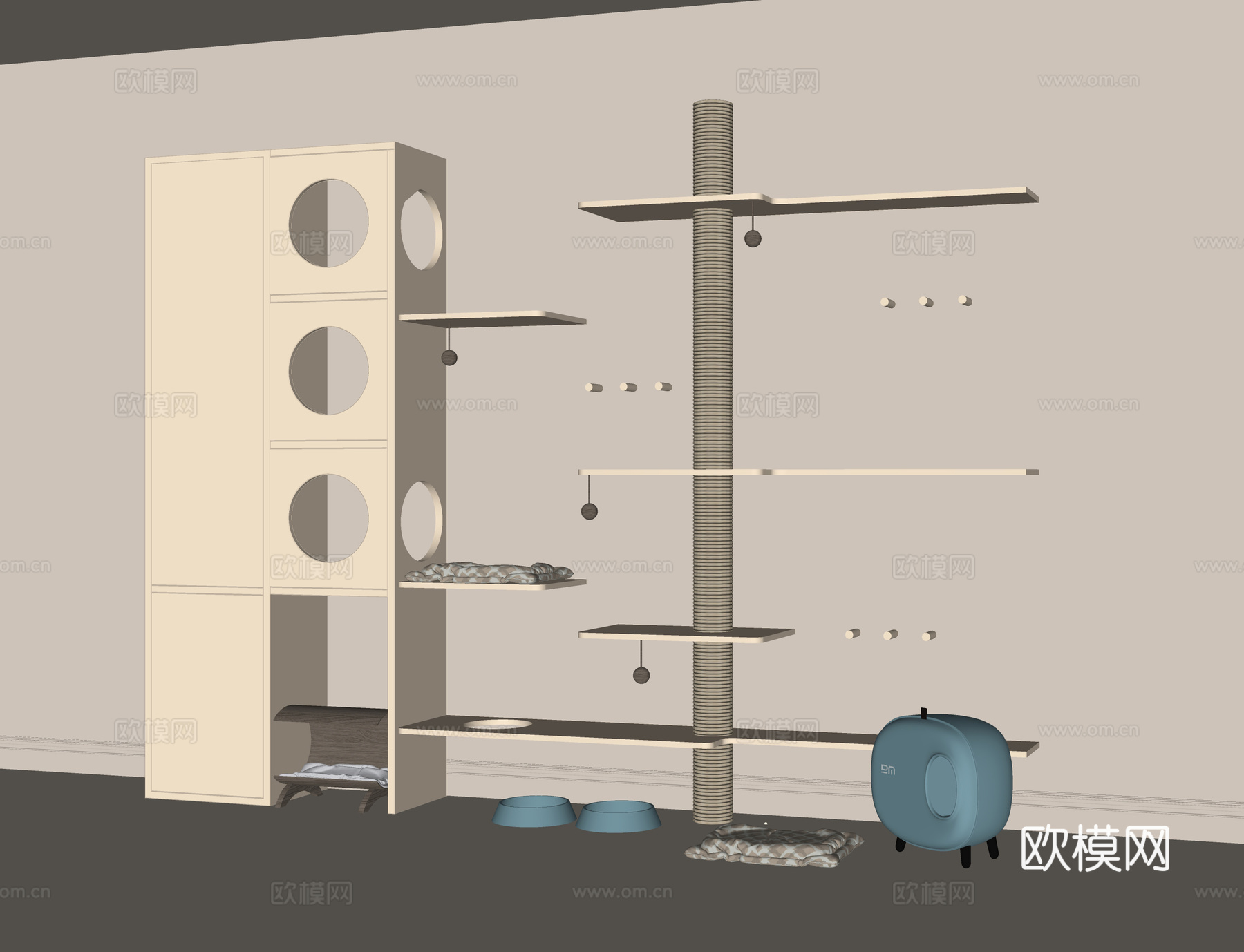 现代猫爬梯su模型