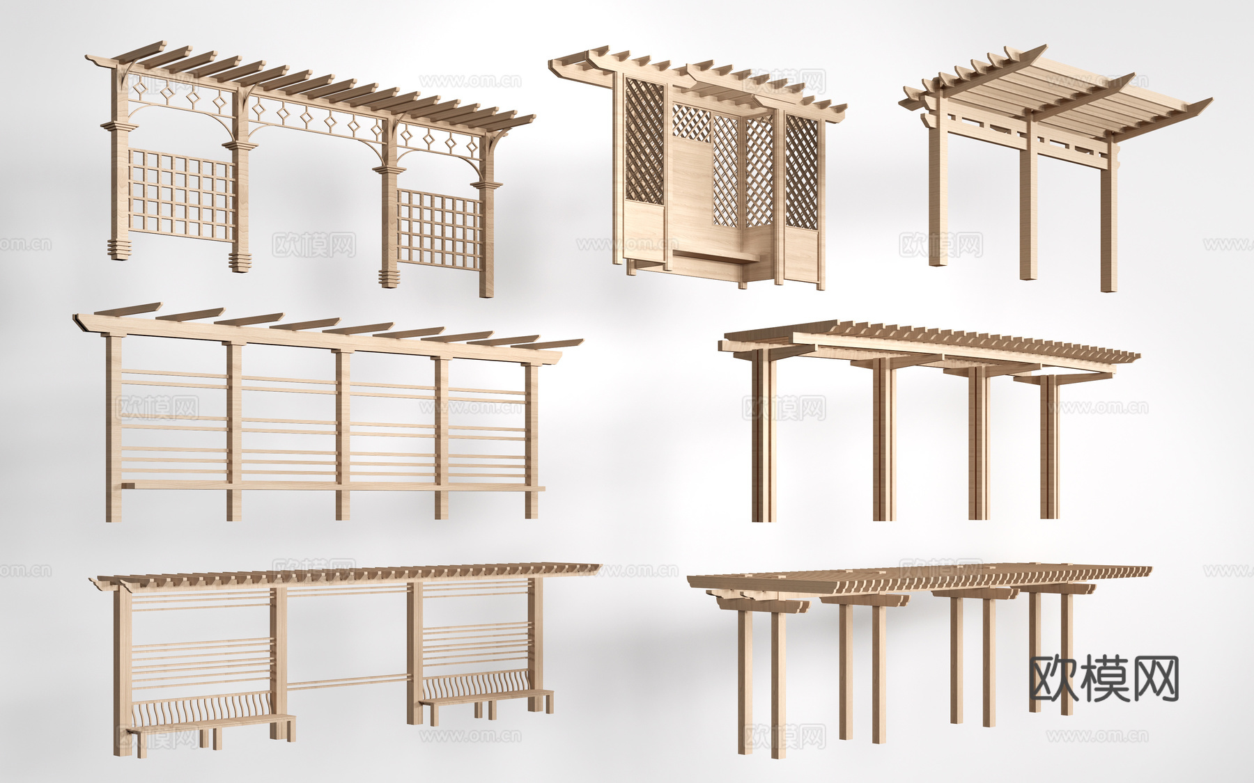现代景观花架 葡萄架 廊架 绿植爬架su模型
