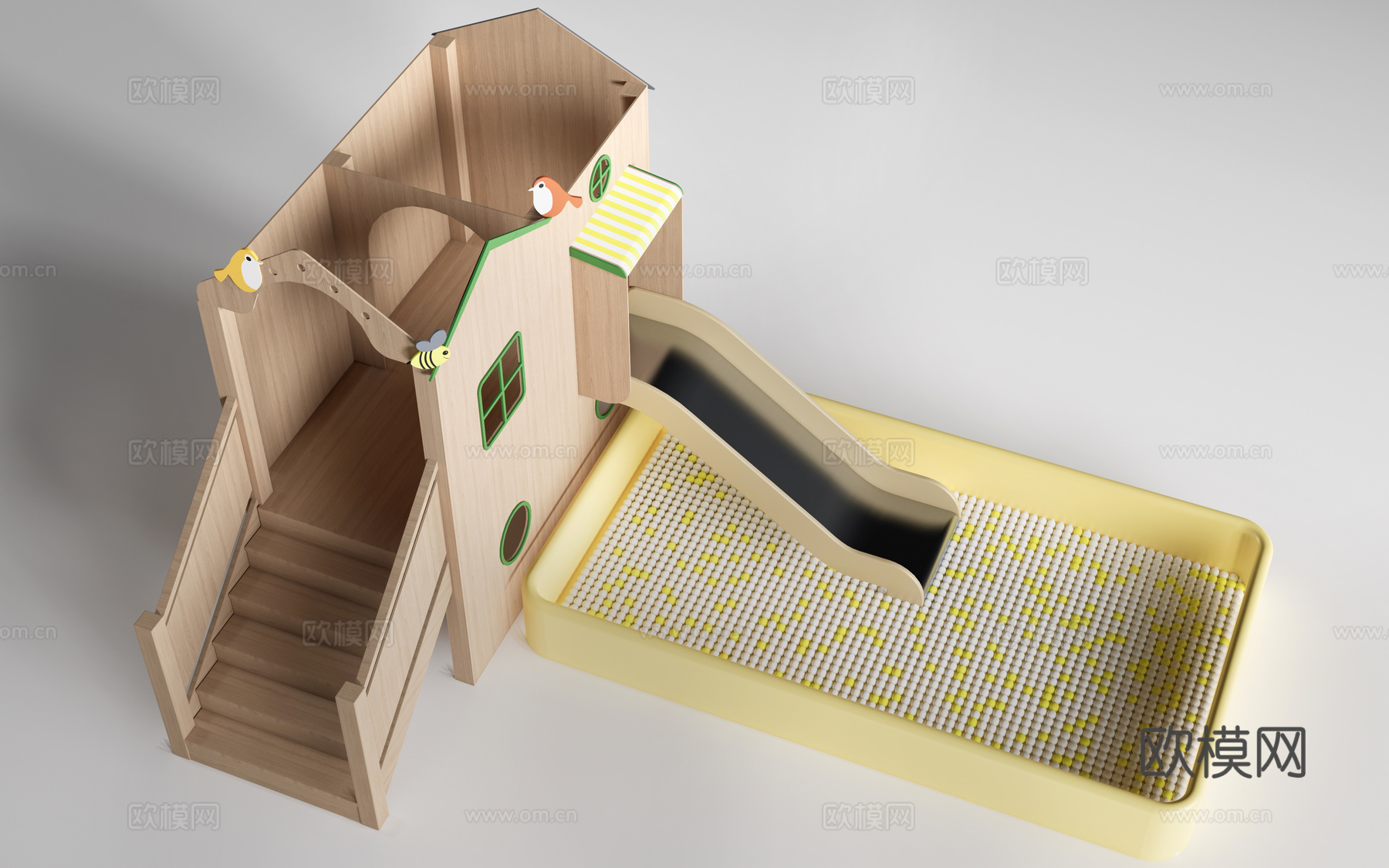 现代儿童游乐区 儿童滑梯 儿童游乐设施su模型